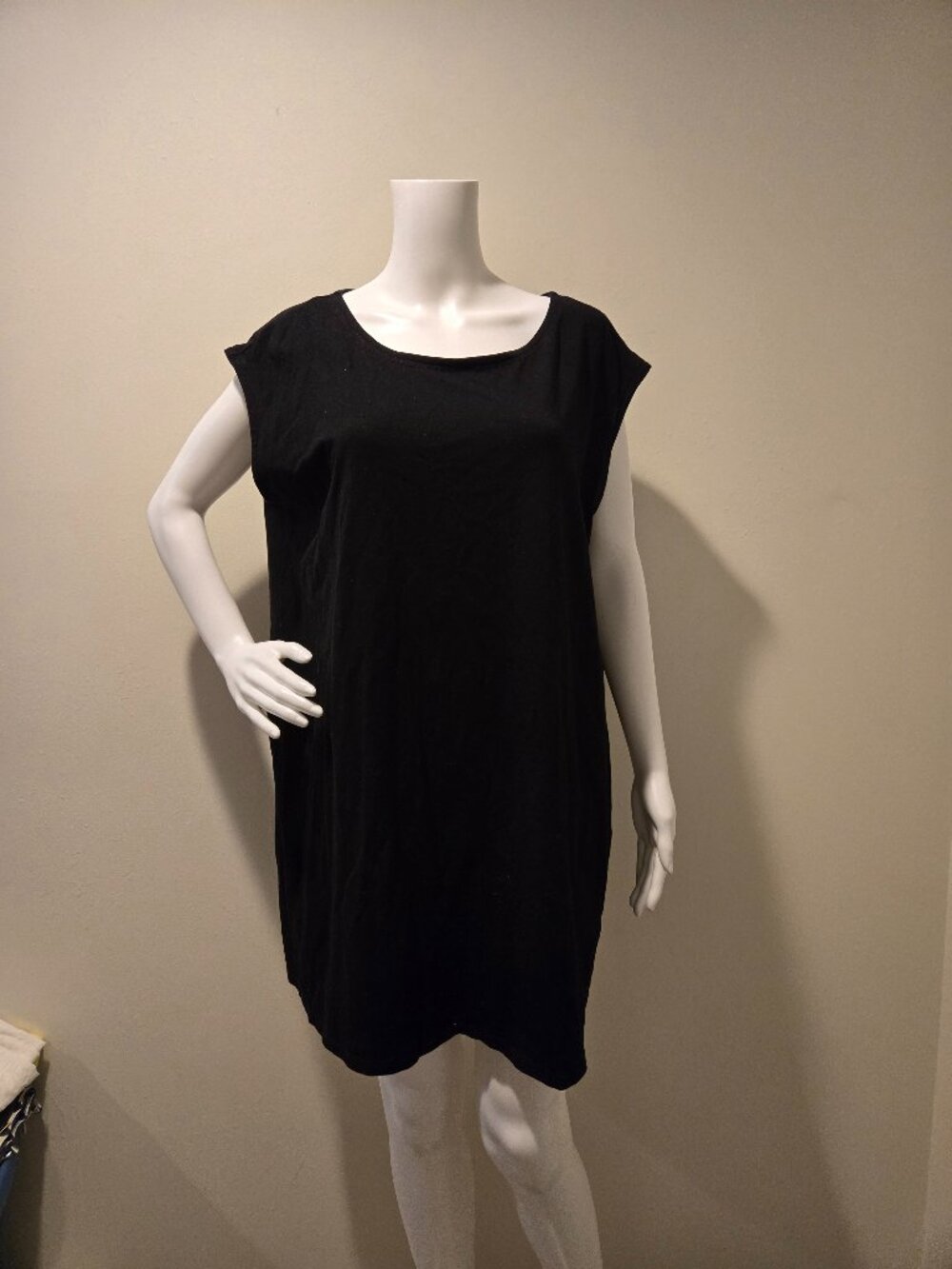 Eileen Fisher Black Cap Sleeve Dress XL